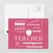 Leraar Pride+White Text Design/Roze Briefkaart (Voorkant / Achterkant)