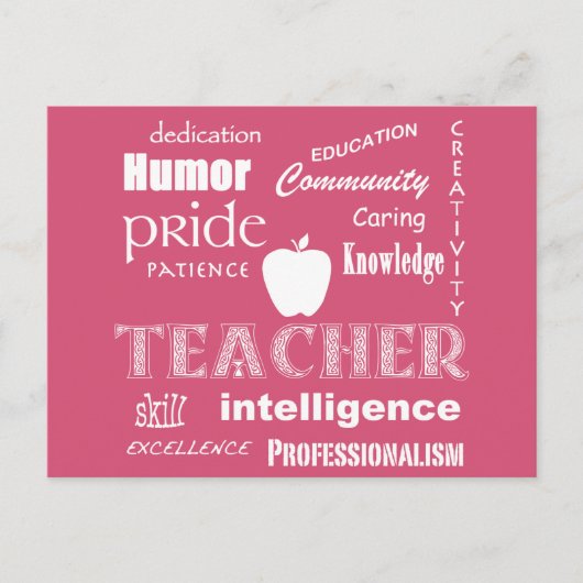 Leraar Pride+White Text Design/Roze Briefkaart (Voorkant)