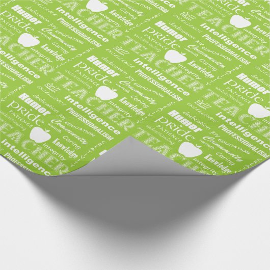 Leraar Pride Word Cloud+Apple/Lime Green Cadeaupapier (Hoek)