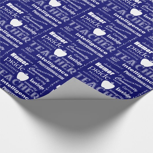 Leraar Pride Word Cloud+Apple/Midnight Blue Cadeaupapier (Hoek)