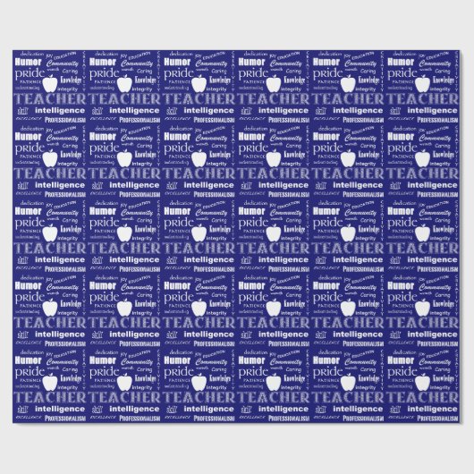 Leraar Pride Word Cloud+Apple/Midnight Blue Cadeaupapier (Vlak)