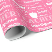 Leraar Pride Word Cloud+Apple/Zacht Roze Cadeaupapier (Rol Hoek)