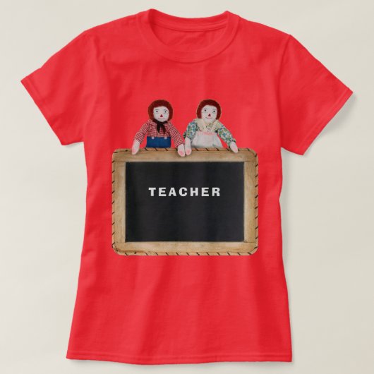 LERAAR Raggedy Ann & Andy poppen schoolbord. T-shirt (Design voorkant)
