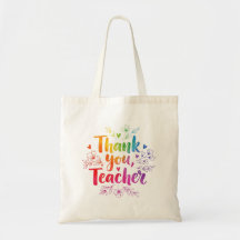 Leraar Rainbow Dank je wel Canvas tas
