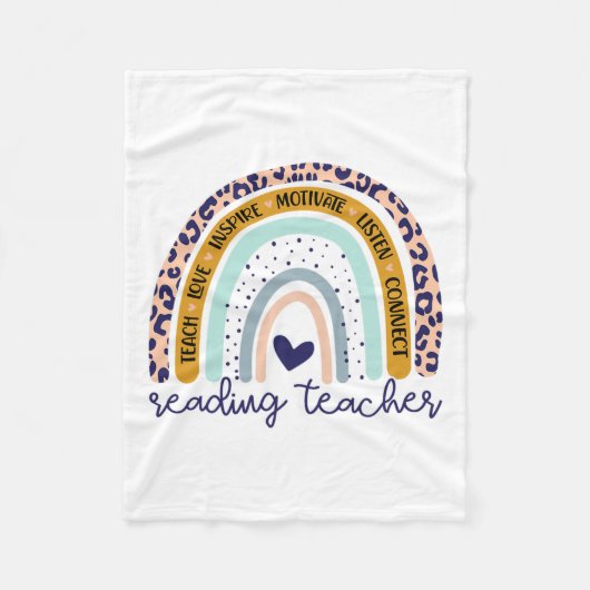Leraar Rainbow Leopard Print Reading Specialist Fleece Deken (Voorkant)