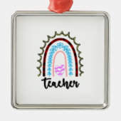 leraar Rainbow Metalen Ornament (Voorkant)