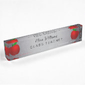 Leraar Red Apple clean Black Chalkboard Naambordje