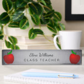 Leraar Red Apple clean Black Chalkboard Naambordje