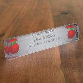 Leraar Red Apple clean Black Chalkboard Naambordje (Zijkant)