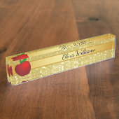 Leraar Red Apple Gold Classic Confetti Naambordje (Zijkant)