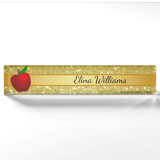 Leraar Red Apple Gold Classic Confetti Naambordje (Voorkant)