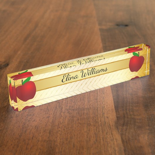 Leraar Red Apple Gold Classic Confetti Naambordje (Zijkant)