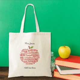 Leraar Red Apple woordwolk bedankt je mode Tote Bag
