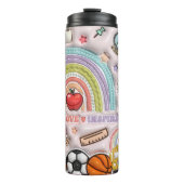 Leraar: Regenboog, Liefde, Inspireer, Leer Thermosbeker (Voorkant)