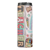 Leraar: Regenboog, Liefde, Inspireer, Leer Thermosbeker (Achterkant)