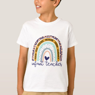 Leraar Regenboog Luipaard Print Kinderdagverblijf T-shirt