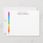 Leraar Regenboog Potlood Aangepast Notitiekaartje (Voorkant)