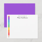 Leraar Regenboog Potlood Aangepast Notitiekaartje (Voorkant / Achterkant)