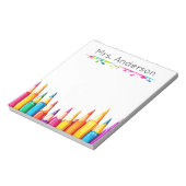 Leraar Regenboog Potlood Verfspatten Naamblock Notitieblok (Linkerzijde)