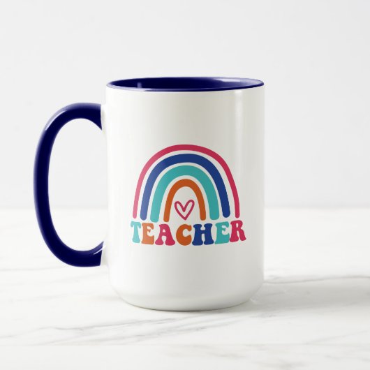 Leraar Regenboog Wordart Mok (Links)
