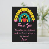 leraar regenboogschool levert roze zwarte bedankkaart (Staand voorkant)