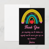 leraar regenboogschool levert roze zwarte bedankkaart (Voorkant / Achterkant)