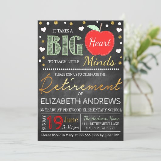Leraar Retirement Chalkboard neemt een groot hart  Kaart (Staand voorkant)