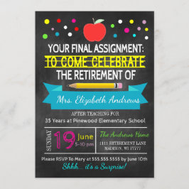 Leraar Retirement Chalkboard School is uit voor ev Kaart