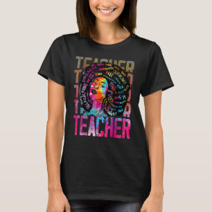 Leraar Retro Black History Maand Afro Queen Black T-shirt