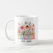 Leraar | Retro bloem leraar afstudeercadeau Koffiemok (Links)