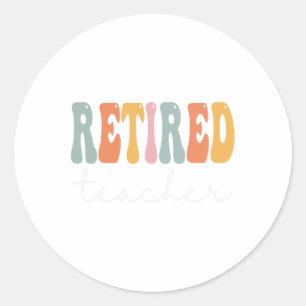 Leraar Retro Groovy Vrouwen Gelukkig Eerste Dag va Ronde Sticker