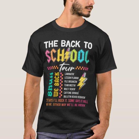 Leraar Retro Lightning Bolt ABCD De Back To School T-shirt (Voorkant)