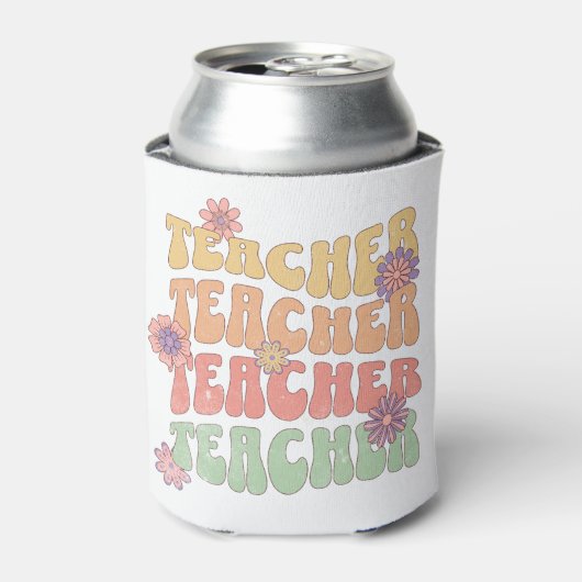 Leraar retro stijl tekst ontwerp blikjeskoeler (Blikje Voorkant)