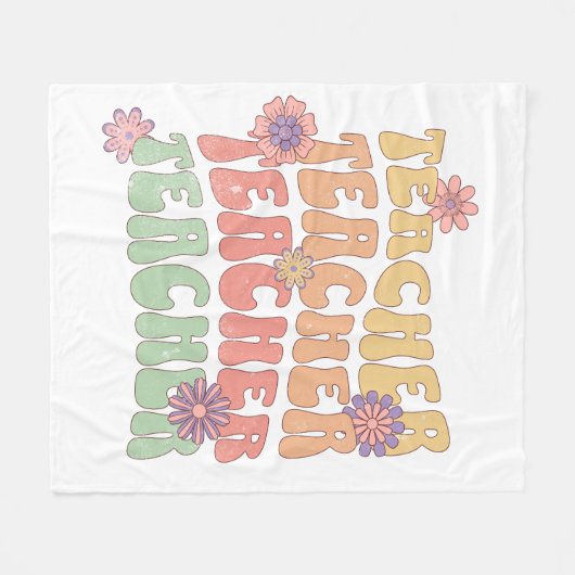 Leraar retro stijl tekst ontwerp fleece deken (Voorkant (Horizontaal))