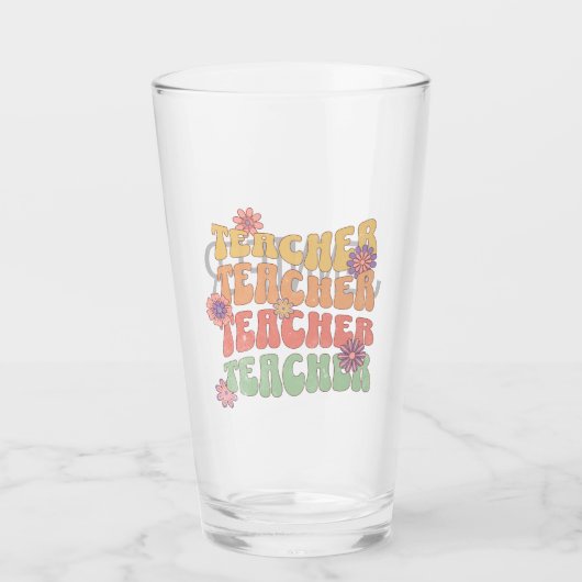 Leraar retro stijl tekst ontwerp glas (Voorkant)