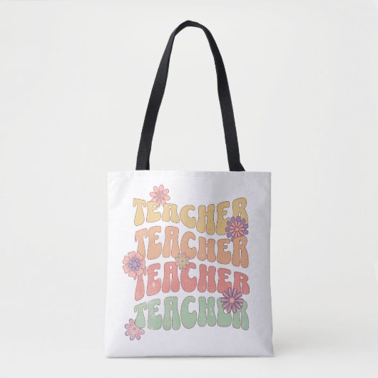 Leraar retro stijl tekst ontwerp tote bag (Voorkant)