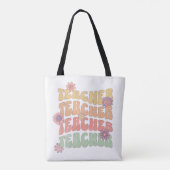 Leraar retro stijl tekst ontwerp tote bag (Achterkant)