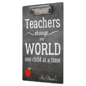 Leraar rode appel krijtbord typografie citaat klembord (Links)