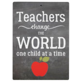 Leraar rode appel krijtbord typografie citaat klembord (Achterkant)