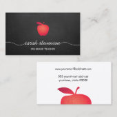 Leraar rode Apple Chalkboard Grade School Visitekaartje (Voorkant / Achterkant)