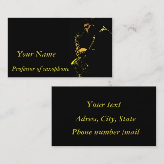 Leraar Saxophone Visitekaartje (Voorkant / Achterkant)