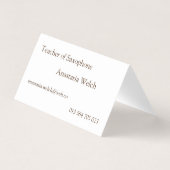 Leraar Saxophone Visitekaartje (Achterkant)