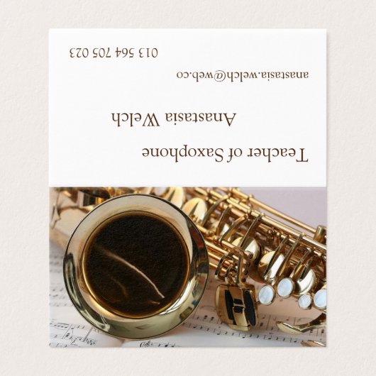 Leraar Saxophone Visitekaartje (Buitenkant ongevouwen)