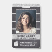 Leraar School Aangepast Personeel Foto Logo Streep Badge (Voorzijde)