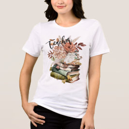 Leraar school bloemenboeken vintage Tri-Blend shirt
