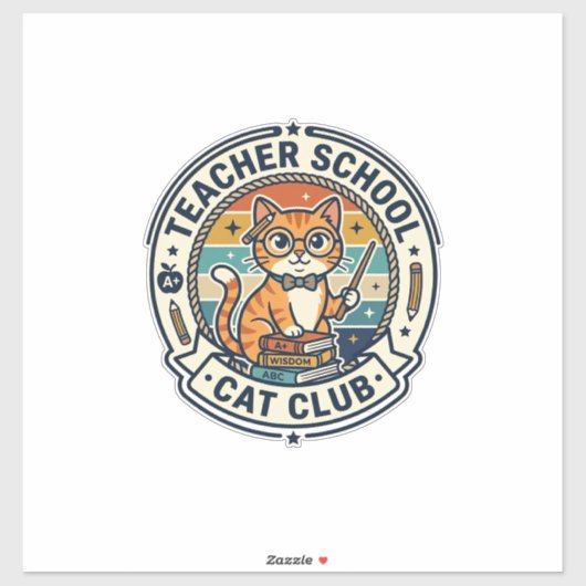 Leraar School Kat Cute Kitty Design - Leraar Sch Sticker (Vel)
