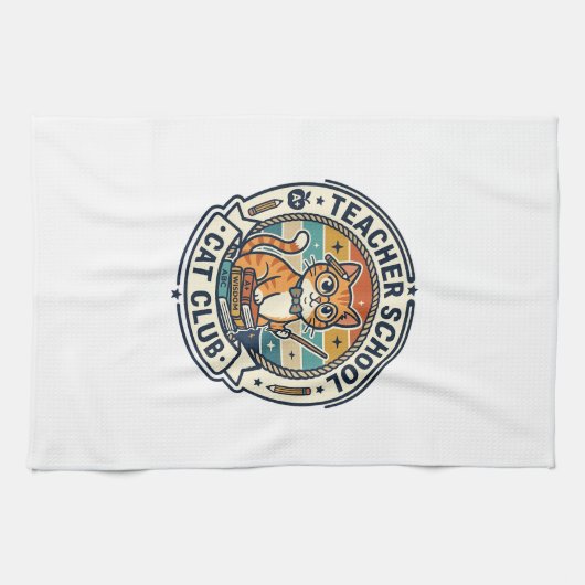Leraar School Kat Cute Kitty Design - Leraar Sch Theedoek (Horizontaal)