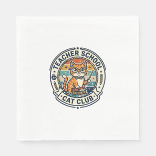 Leraar School Kat Cute Kitty Ontwerp - Leraar Sch Servet