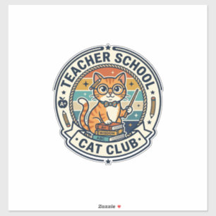 Leraar School Kat Cute Kitty Ontwerp - Leraar Sch Sticker