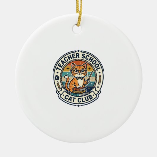 Leraar School Kat Schattig Kitten Ontwerp - Leraar Keramisch Ornament (Voorkant)